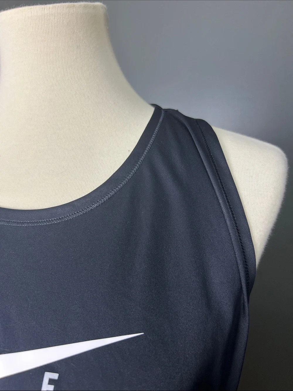 Nike DRI-FIT BLACK Racerback Running Tank Top with White Swoosh Logo Size XL